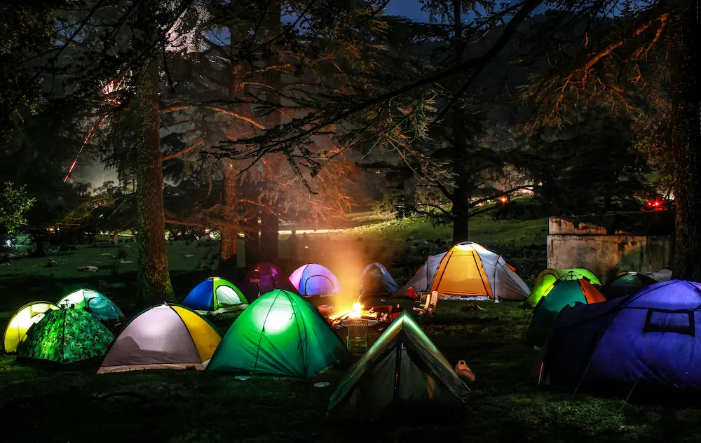 Camping in a natural landscape