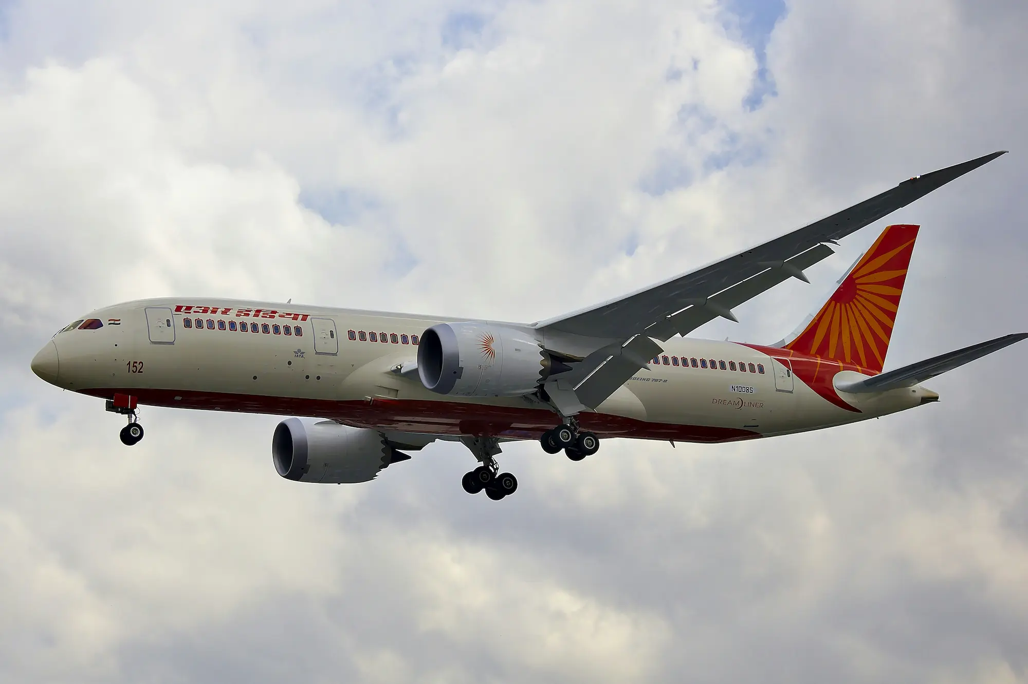 Domestic airplane landing at an Indian airport