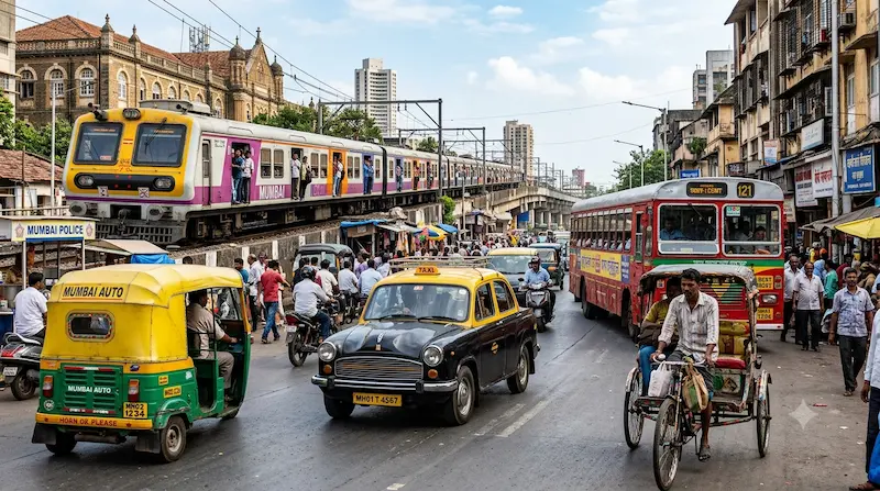 Auto-rickshaw navigating city streets in India