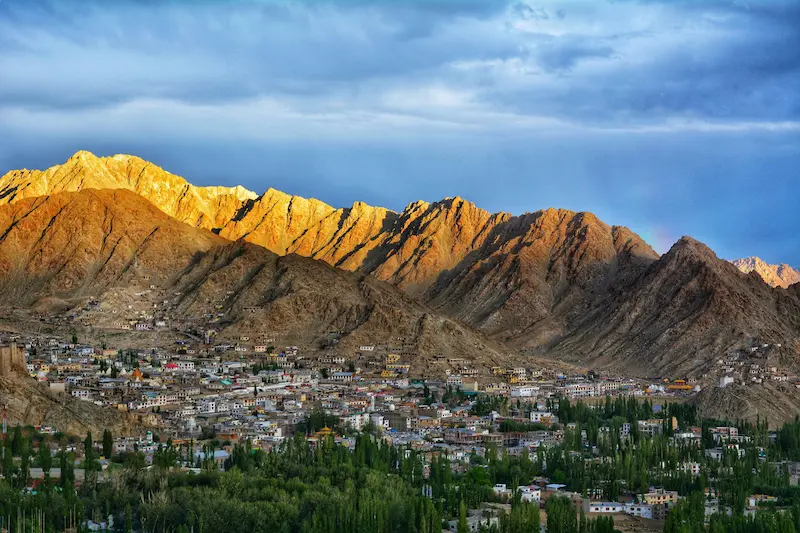 Leh in Ladakh surrounded by high-altitude Himalayan landscapes