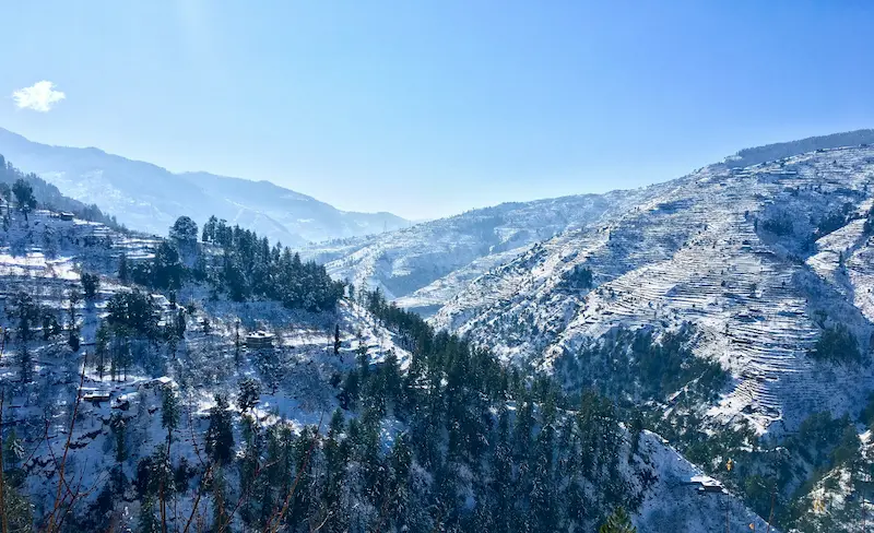 Shimla in Himachal Pradesh surrounded by Himalayan mountains