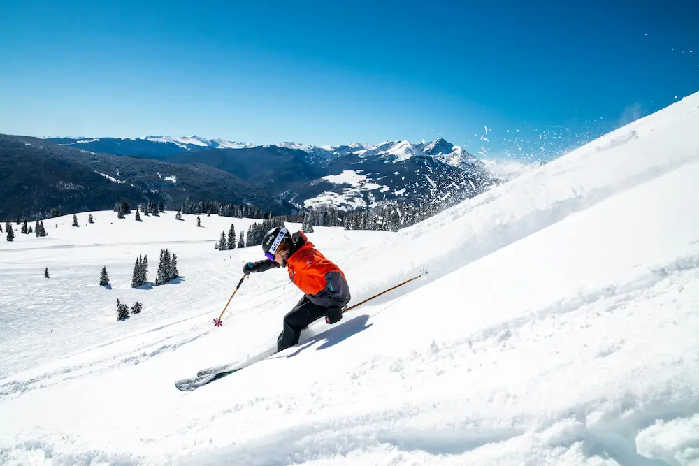 Skiing on a snowy mountain