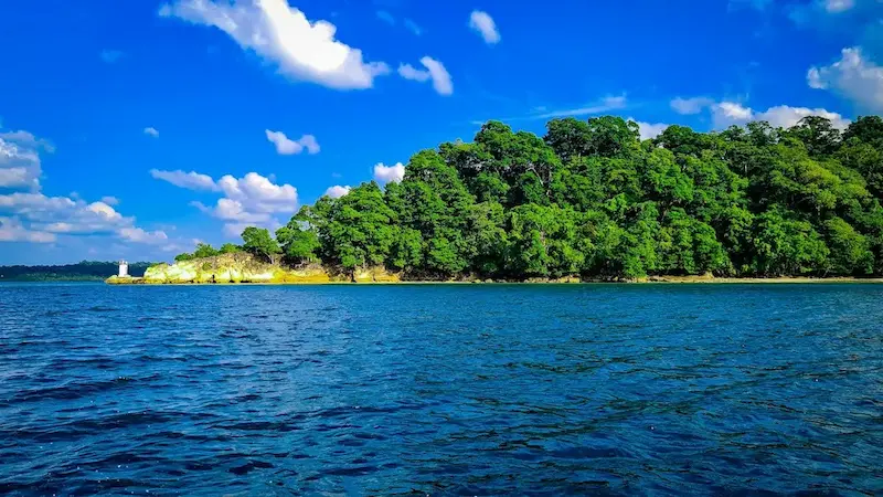 Tropical beach and clear turquoise waters of the Andaman Islands