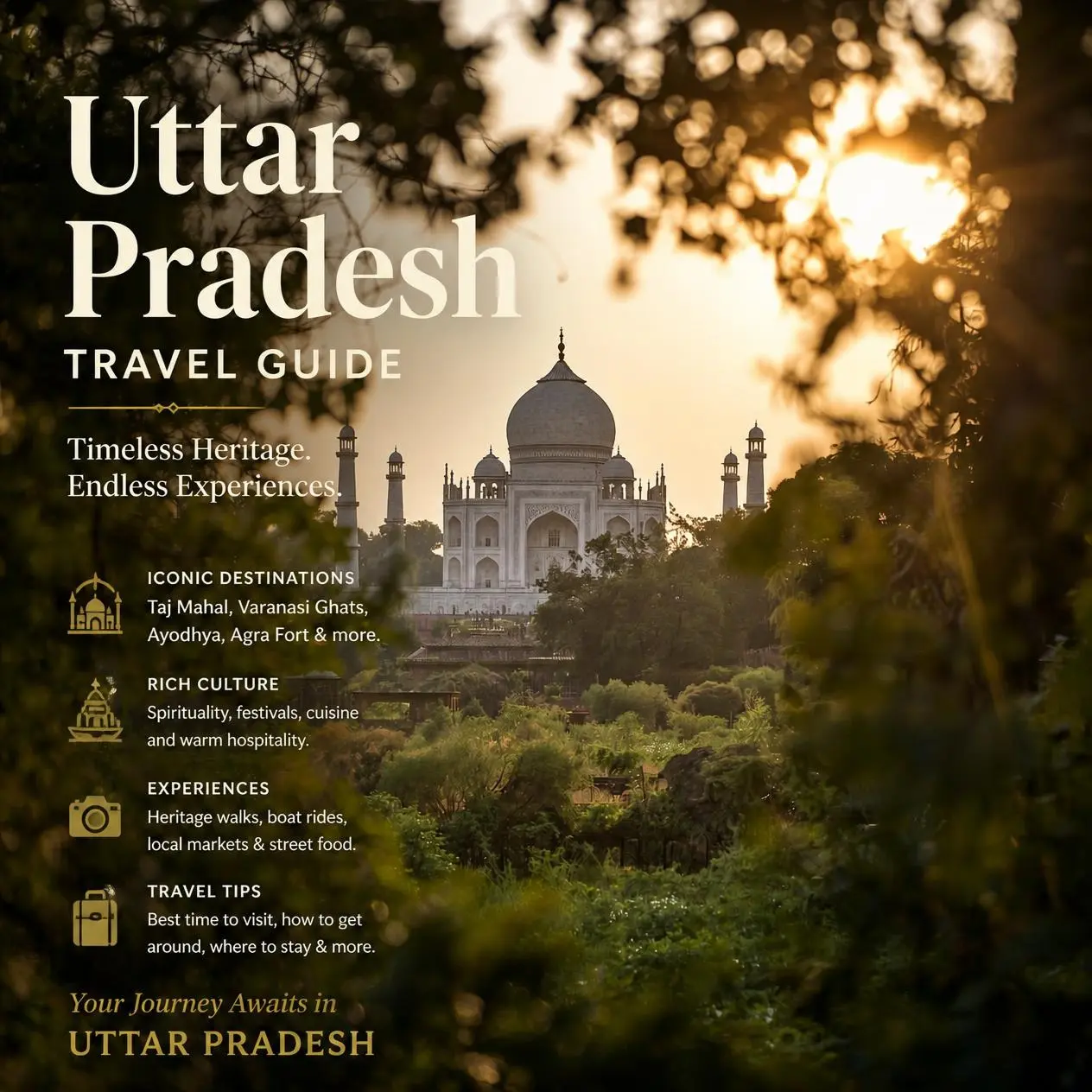 Uttar Pradesh travel guide featuring the Taj Mahal and other destinations